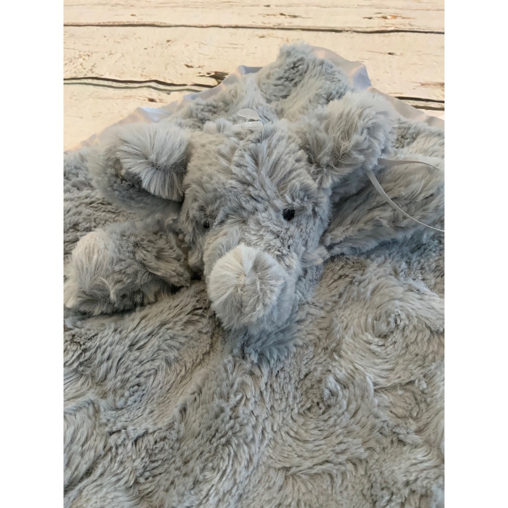 Cloud Island Grey Elephant‎ Rosetta Security Blanket Lovey Satin Trim Plush - Picture 2 of 3